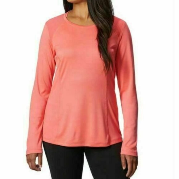 COLUMBIA Women Freezer Coil Omni-Wick Long Sleeve Protection Shirt-Blush Pink - Picture 1 of 8